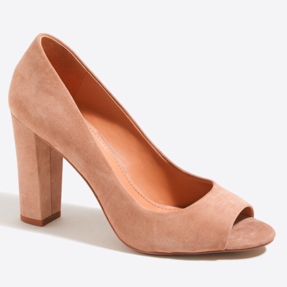 J. Crew Factory Suede Peep-Toe Pumps
